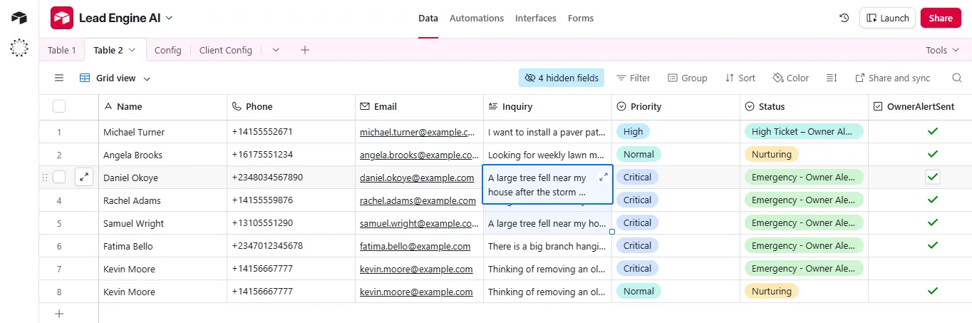 Airtable CRM Database View