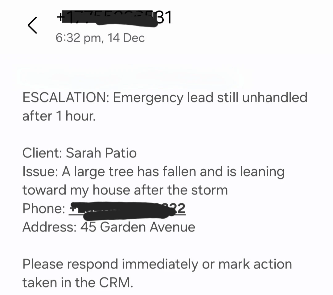 Twilio Escalation SMS Alert
